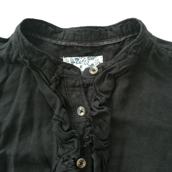 Anthropologie Pilcro Ruffled Placket Linen Blend Button Up Shirt Small - Picture 11 of 16